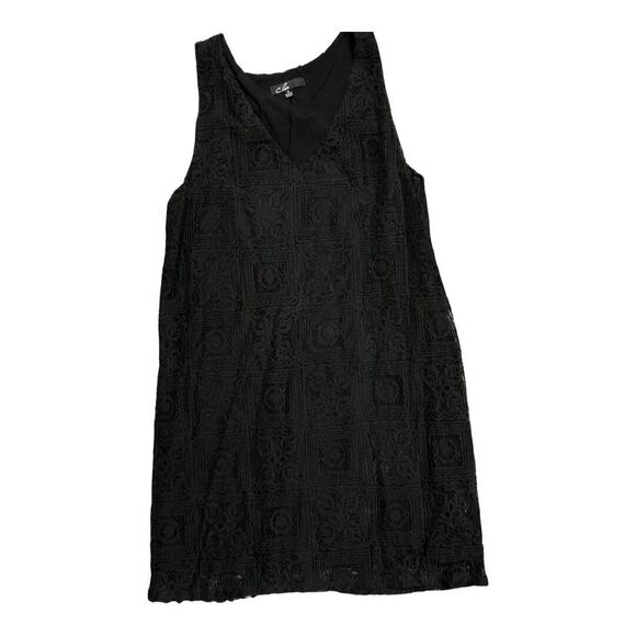 C Luce Black Sleeveless Lace Overlay V Neck Mini Dress - Picture 3 of 12